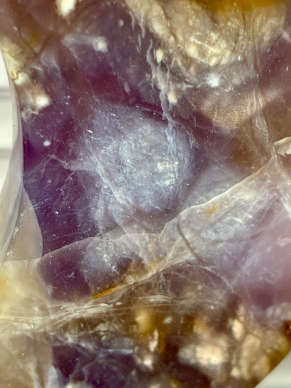 Lavender Purple Chalcedony Crescent Moon • Gold Stand Crystal Décor • Celestial - Picture 9 of 9